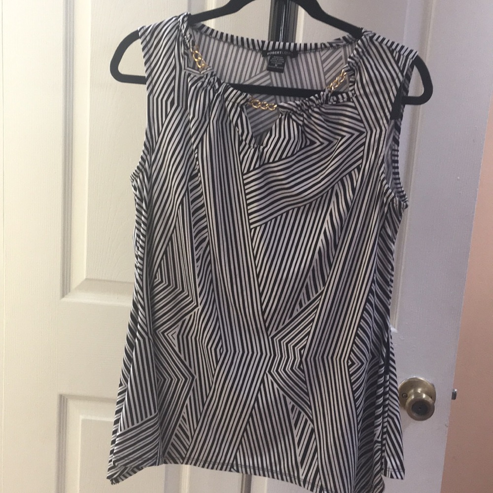 Black & white striped top with gold Robert Louis
